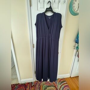 Navy blue wrap top knot dress 2x